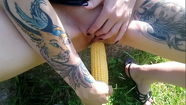 Fresh Lucy Ravenblood fucking pussy with corn in public total Movies