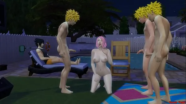 Sakura Follada por los clones de Naruto Gangbang al frente de Sasuke su Marido cornudo Netorare películas en total nuevas