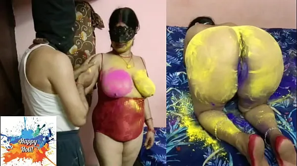 Fresh Chhinar played holi with young mother-in-law's chicks total Movies