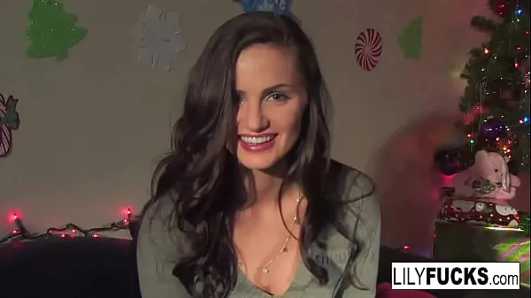 Fresh Lily tells us her horny Christmas wishes before satisfying herself in both holes total Movies
