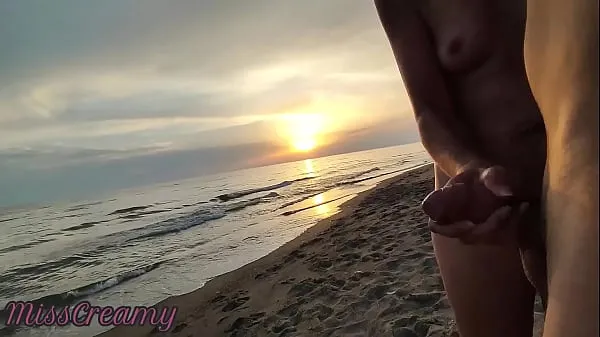 Fresh French Milf Blowjob Amateur on Nude Beach public to stranger with Cumshot 02 - MissCreamy total Movies